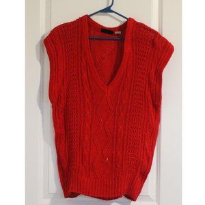Vintage NUGGETS Size M Relaxed 80s 90s Chunky Red Knit Sweater Vest preppy